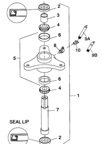 Blade Spindle Diagram and Parts List for 453 590100-590456100 Cub Cadet Lawn Tractor